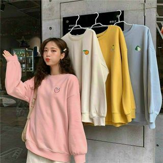 Áo sweater in trái cây chất nỉ bông mềm mịn form 68kg