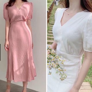 ĐẦM CỔ V 2 MÀU DÁNG DÀI