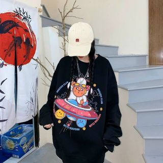 Áo sweater in đĩa bay chất nỉ bông mềm mịn form 68kg