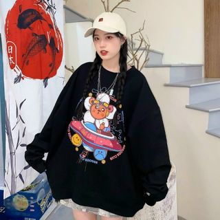 Áo sweater in đĩa bay chất nỉ bông mềm mịn form 68kg