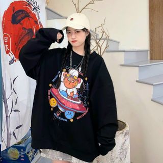 Áo sweater in đĩa bay chất nỉ bông mềm mịn form 68kg