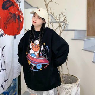 Áo sweater in đĩa bay chất nỉ bông mềm mịn form 68kg