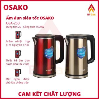 Ấm siêu tốc Osako, bình đun siêu tốc 2 lớp Osako OSA-250 công suất 1500W giá sỉ