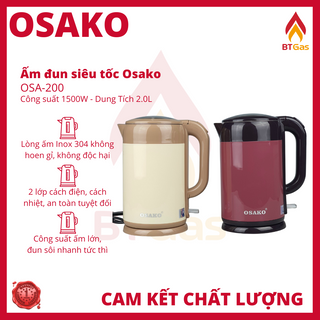 Ấm đun siêu tốc 2 lớp Inox 304 Osako OSA-200 công suất 1500W dung tích 2L giá sỉ