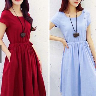 ĐẦM RÚT EO 2 MÀU