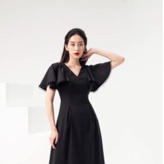 ĐẦM CỔ V VIỀN REN 2 MÀU