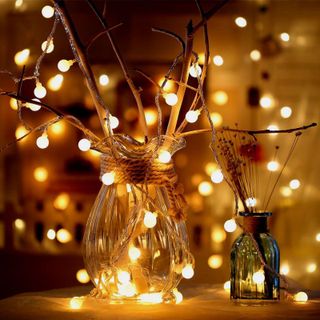 Đèn led trang trí phòng ngủ CHERRY BALL dài 5m 50 bóng đầu cắm 2 chế độ nhấp nháy màu vàng ấm xinh xắn