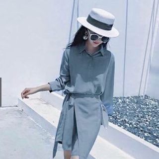 ĐẦM SƠ MI XANH ĐẮP TÀ