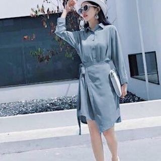 ĐẦM SƠ MI XANH ĐẮP TÀ