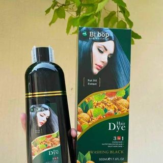 Dầu gội Thảo dược nhuộm phủ bạc BIBOP 500ml màu đen