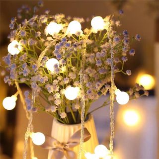 Đèn led trang trí phòng ngủ CHERRY BALL dài 5m 50 bóng đầu cắm 2 chế độ nhấp nháy màu vàng ấm xinh xắn