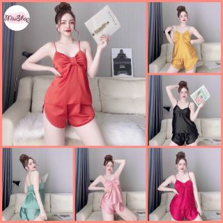 Đồ ngủ nơ dễ thương lụa satin 2 dây giá sỉ