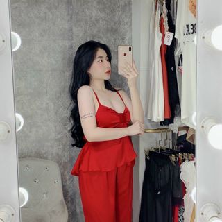 Sét đồ ngủ quần dài áo lụa nơ Lụa satin cực đẹp