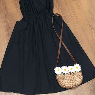 ĐẦM ĐEN DÀI THUN EO 2 TÚI