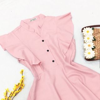 ĐẦM HỒNG CÁNH TIÊN NÚT ĐEN HÌNH THẬT