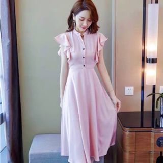 ĐẦM HỒNG CÁNH TIÊN NÚT ĐEN HÌNH THẬT