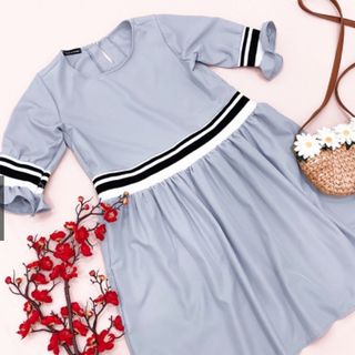 ĐẦM XÁM PHỐI BO THUN EO