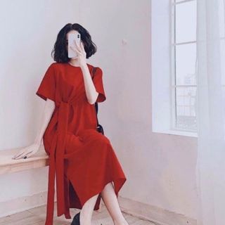ĐẦM SUÔNG CHÉO EO 2 MÀU