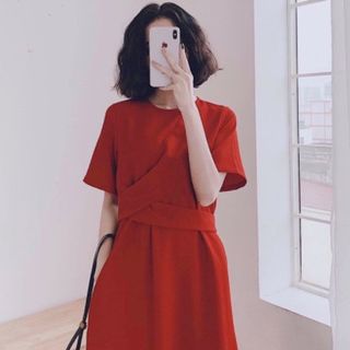 ĐẦM SUÔNG CHÉO EO 2 MÀU