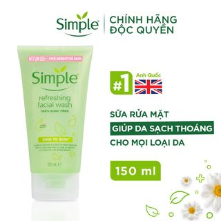 Sữa rửa mặt SIMPLE Refreshing Facial Wash Gel cho da nhạy cảm 150ml - ZAVENCI Official