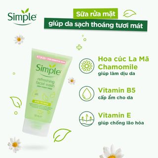 Sữa rửa mặt SIMPLE Refreshing Facial Wash Gel cho da nhạy cảm 150ml - ZAVENCI Official