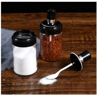 Hủ thủy tinh gia vị nắp đen 250ml