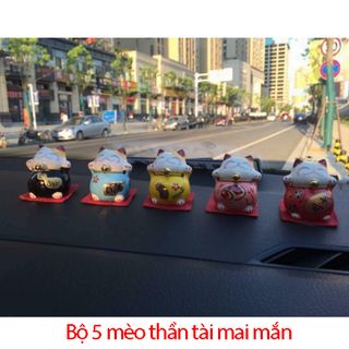 Bộ 5 tượng mèo may mắn