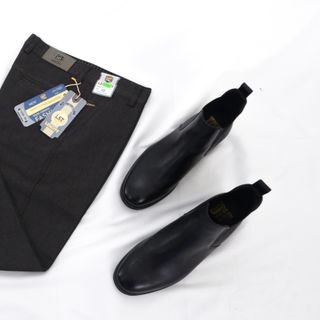 Quần Kaki Nam LENCITY Dáng Âu Đẹp Màu Đen Sáng Cao Cấp Siêu Nhẹ Phong Cách Công Sở BIG SIZE, Slimfit Pants 5270LTC4