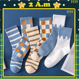 |FREESHIP| Set 5 Đôi Lẻ Tất Vớ H35 Cổ Cao Hoạt Tiết Thời Trang Nam Nữ Unisex Style Hàn Quốc giá sỉ