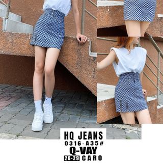 Chân váy jeans caro HQJeans cao cấp