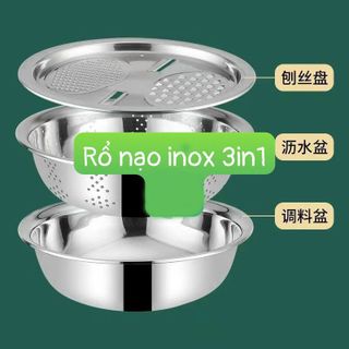 Rổ Bào innox có chậu 3 trong 1