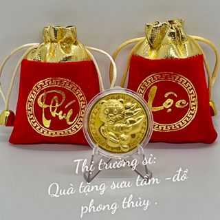 Đồng Xu Nổi 3D Con Hổ Mạ Vàng Tài Lộc Và May Mắn tặng túi gấm phong thuỷ .