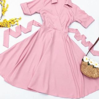 ĐẦM XÒE CỔ BẺ 2 MÀU