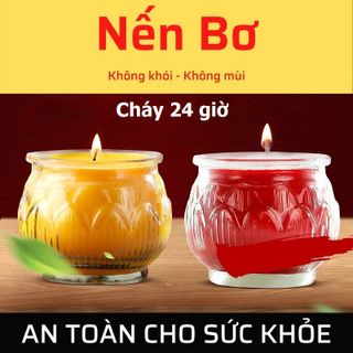 [Sỉ] NẾN BƠ hoa sen không mùi không khói, hủ thủy tinh, cháy 24 tiếng (V003)