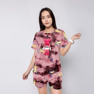 Set đồ loang màu áo thun kèm quần đùi freesize giá sỉ