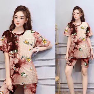 Set đồ nữ loang màu in hình phi thuyền freesize