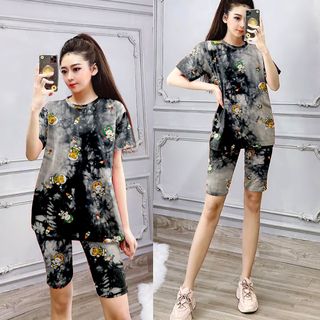 Set đồ nữ loang màu in hình phi thuyền freesize