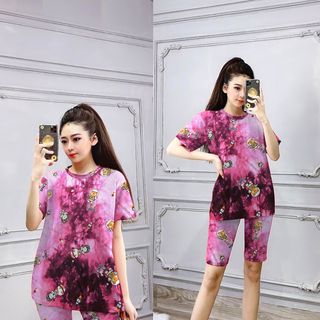 Set đồ nữ loang màu in hình phi thuyền freesize