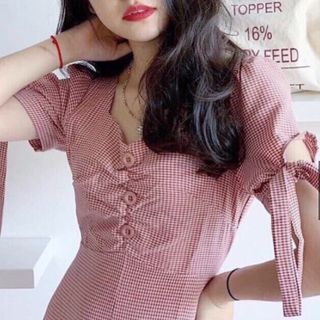 ĐẦM CARO TAY NƠ 3 MÀU