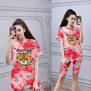 Set đồ nữ loang màu áo thun hình hổ kèm quần freesize