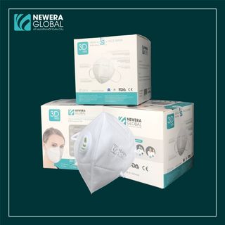 Khẩu trang N95 Newera Global (có van), 5 lớp siêu dày: bông đl 40gsm lọc bụi mịn; 2 lớp kháng khuẩn trên 95%