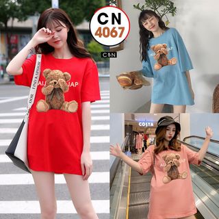 Áo thun nữ in hình gấu nâu freesize