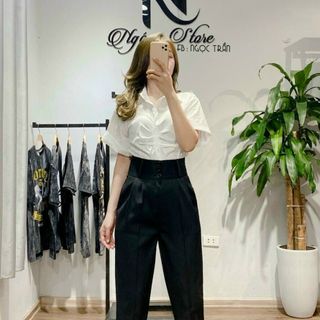 Quần baggy nữ tây âu lưng cao 3 nút thời trang jean 2Kjean