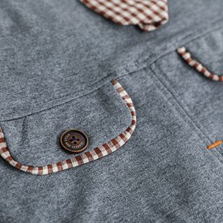 Bộ quần áo mùa thu xuân bé trai, Áo phông trắng+ quần yếm cotton với túi 2 mảnh