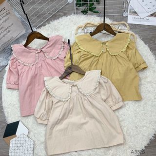 Áo kiểu babydoll cổ bèo bánh bèo Áo kiểu cổ sen bèo viền ren xinh xắn, tiểu thư bánh bèo lắm Chất thô xịn dày dặn, mix đồ siêu iu luôn