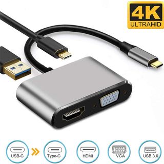 Cáp chuyển USB Type-c ra 4 cổng HDMI/ VGA/ USB và cổng sạc hỗ trợ chế độ Dex - UHV41160