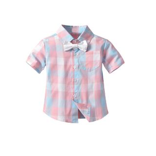 Bộ quần áo bé trai cotton chất lượng cao, ngắn tay kẻ sọc + quần yếm