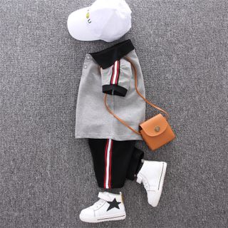 Bộ Quần áo bé trai mùa hè, Áo thun sọc tay ngắn + Quần short