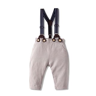 Bộ đồ cho bé trai mùa xuân, mùa thu Áo sơ mi + quần yếm + mũ