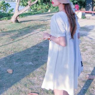ĐẦM BABYDOLL TRẮNG CỔ VUÔNG VIỀN REN